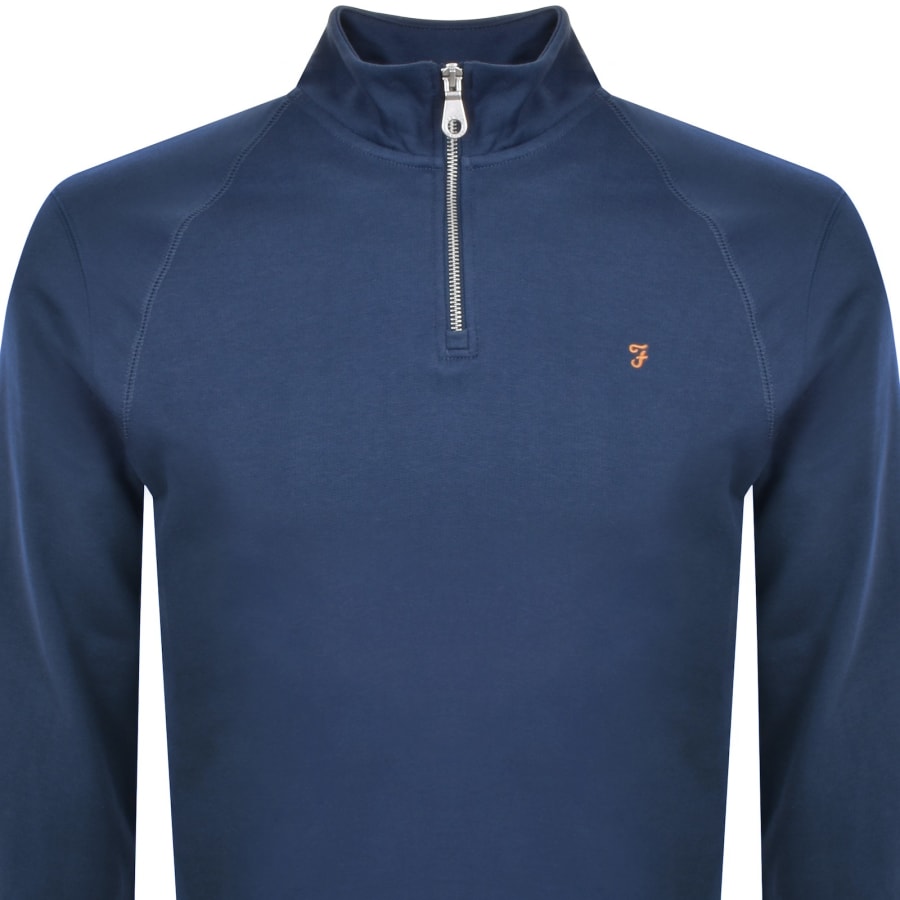 Farah Jim Quarter Zip Sweatshirt Blue Mainline Menswear Denmark